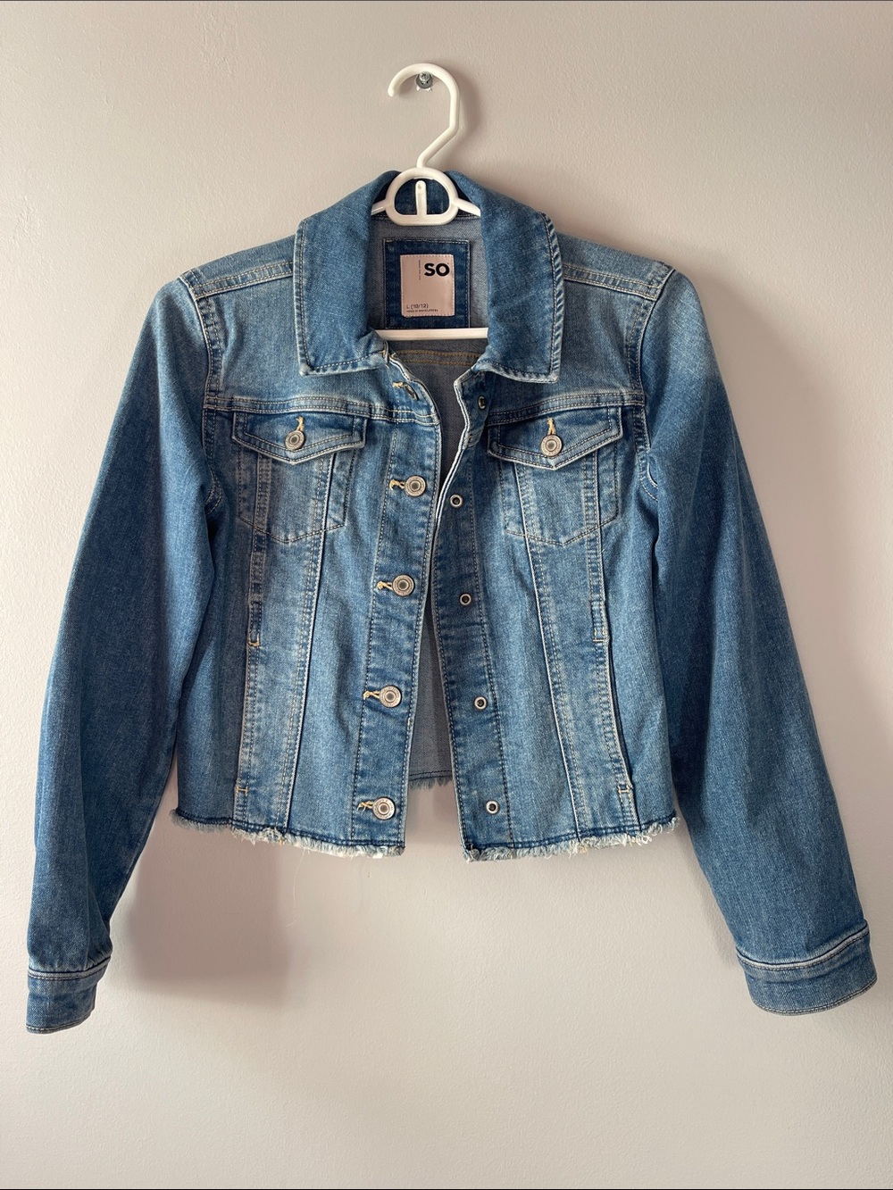 SO Medium Blue Denim Jacket with Raw Hem